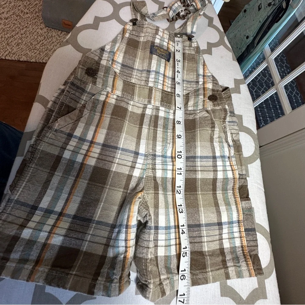 OshKosh B'gosh Brown Plaid Kids Overalls